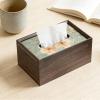 Machify Floral Tissue Box, Black Walnut Wood Grain, Decorative Napkin Holder for Home, Living Room, Office, Hotel, 7.8 X 5 X 3.7 in view 2