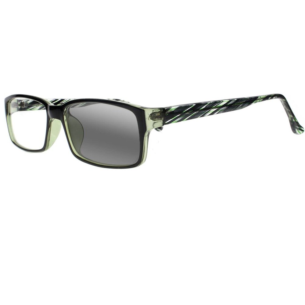 SightPerk Bifocal Photochromic Rectangular Frame Reading Glasses For Men Women Sunglasses Readers (Green, 1, x)