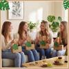 Mifoci 24 Sets Hawaiian Drink Carrier with Handle Bulk Tropical Luau 2 Cup Disposable Paper Cup Holder with Monstera Leaves for Hot or Cold Drinks Coffee Delivery Summer Aloha Wedding Party Supplies view 4
