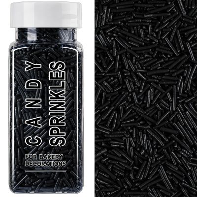 Black Sprinkles, Edible Black Jimmies for Cake Decorating
