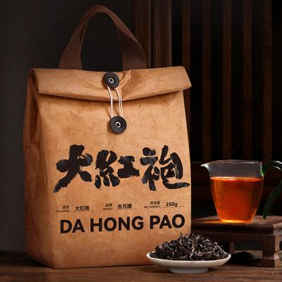Chinese Kung Fu Tea-Da Hong Pao Wuyi Mountain Oolong Tea, Strong Aroma, 250g/500g, Resealable Kraft Bag, Fujian Specialty (250g)