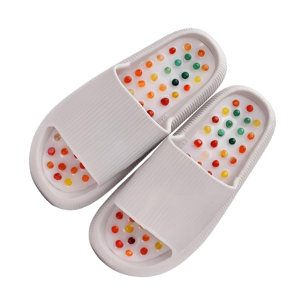 House Acupuncture Slippers, Neuropathy Foot Massager for Plantar Fasciitis Slippers for Women Men, Summer Sandals Acupressure Mat Pressure Point Massage Tool (Gray, Insole length 225mm /8.85in)