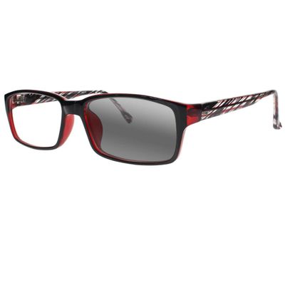 SightPerk Bifocal Photochromic Rectangular Frame Reading Glasses For Men Women Sunglasses Readers (Red, 2.5, x)