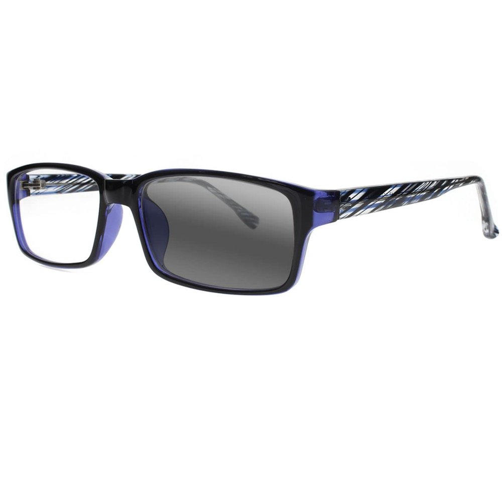 SightPerk Bifocal Photochromic Rectangular Frame Reading Glasses For Men Women Sunglasses Readers (Blue, 2.75, x)