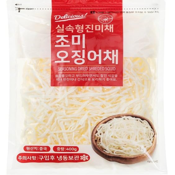 Haemalgeun Food Seasoned Shredded Squid (Jinmi Chae), 400g (14.1 oz), Made in Korea Soft & Sweet Korean Dried Squid Snack