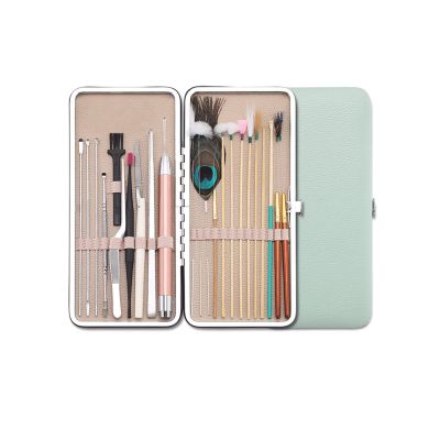 MENGKK Earwax Removal Ear Cleaning Tools Earwax Removal Kit Pick Set Remover Spoon Care Adult Earpick with LED Light(Green)
