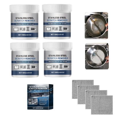 2026 New Stainless Steel Scratch Remover Kit, Scratch Be Gone Stainless Steel Repair Kit, 4x100g All-Purpose Stainlesss Sink Restorer, ScratchEraser, Multi-Purpose For Kitchen, Fridge ScratchRemover