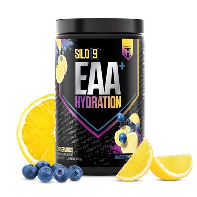 HOSSTILE SILO[9] EAA + Hydration Powder Essential Amino Acids with Electrolytes, EAA BCAA Intra Workout Powder & Post Workout Recovery, Grape Ice, 30 Servings
