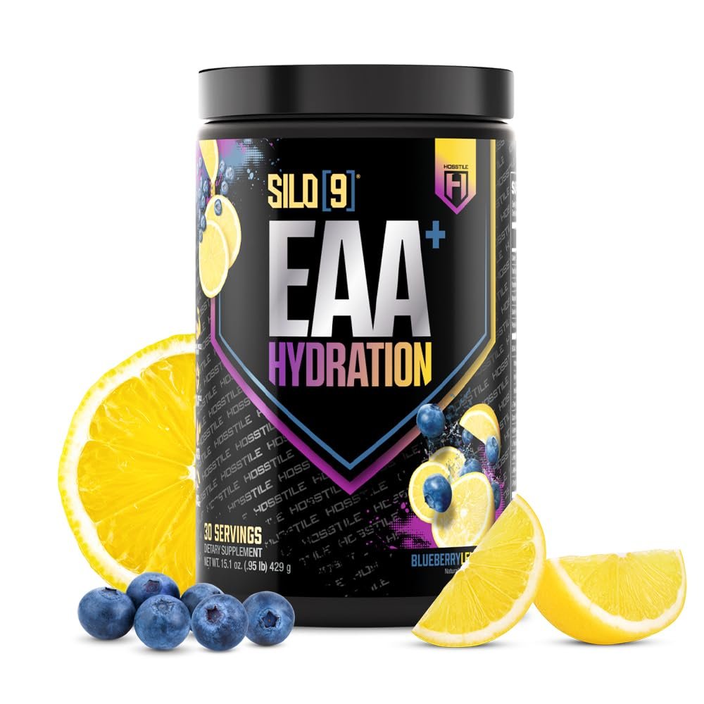 HOSSTILE SILO[9] EAA + Hydration Powder Essential Amino Acids with Electrolytes, EAA BCAA Intra Workout Powder & Post Workout Recovery, Grape Ice, 30 Servings
