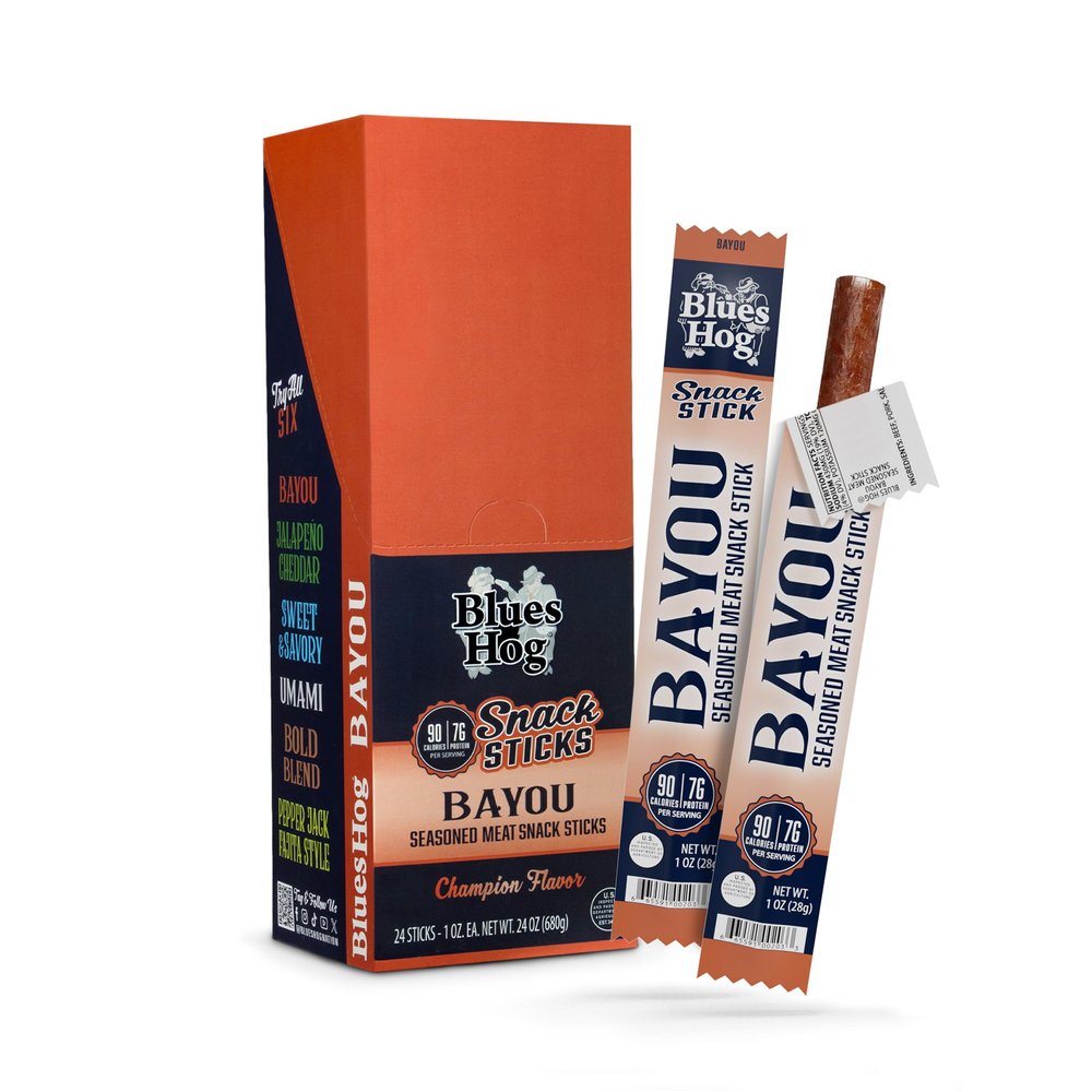 Blues Hog High Protein Bayou Meat Sticks, Zesty Cajun Beef & Pork, 24ct
