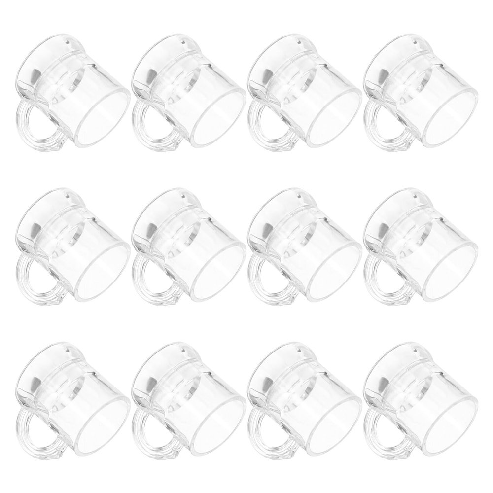 SOLUSTRE 12 Pcs Mini Plastic Shot Glasses 30ml Miniature Beer Mug Cups with Handles for Party Festival Bbq Disposable Drinkware