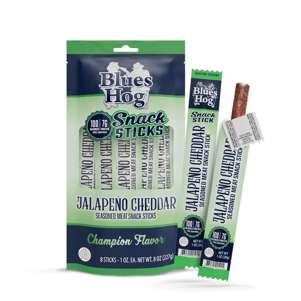 Blues Hog High Protein Jalapeo Cheddar Meat Sticks, Spicy Beef & Pork, 8ct