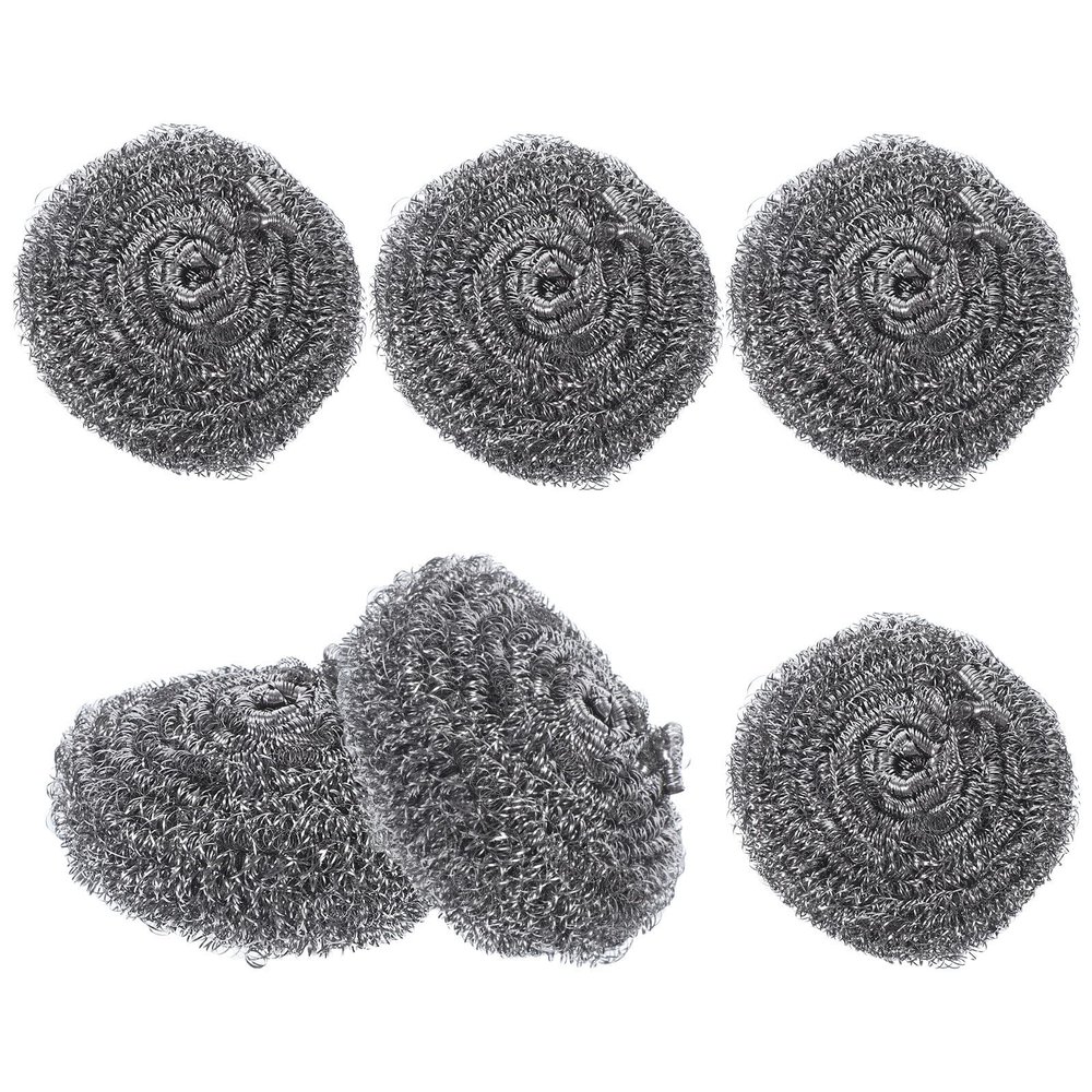 GAROZATION 6pcs Stainless Steel Scrubbers Pot Cleaning Brush Set Metal Wire Balls for Pan and Skillet Grease Removal Kitchen Cleaning Tools