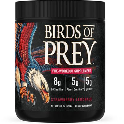 Birds of Prey goBHB Caffeine-Free Pre-Workout Powder - Smart Energy, Supports Blood Flow, Endurance & Mental Clarity | Natural Performance Support | 20 Servings (Strawberry Lemonade)