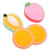 Balacoo 4pcs Cartoon Fruit-Shaped Kitchen Scrub Sponges Thickened Cleaning Cloths for Dishwashing, Multi-Color Citrus Orange, Strawberry, Mango, Non-Scratch Household Cleaning Supplies view 1