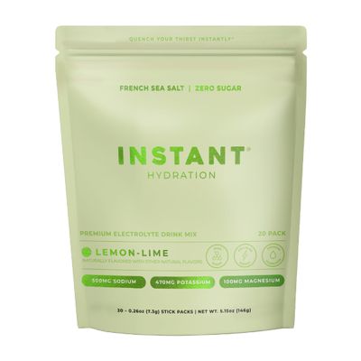 Instant Hydration Sugar Free Electrolytes Powder Packets - Lemon Lime Electrolyte Drink Mix & Travel Essentials - Post Workout Recovery, Brain Health, Muscle & Tissue Support - 20 Count