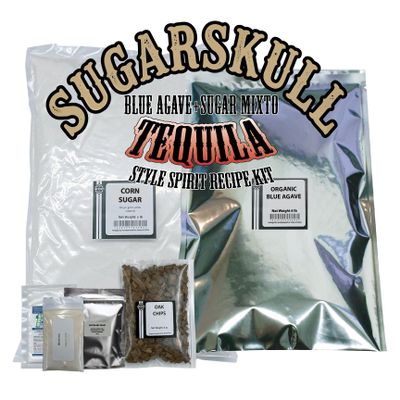 TAPCRAFT SUGARSKULL Tequila Style Recipe Kit 5 Gallon Mixto Agave Mash (Agave + Sugar Blend) Distillers Yeast, Nutrient & Oak Chips Included Home Fermentation Kit