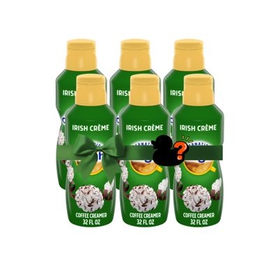 Irish Creme Coffee Creamer, Shelf-stable, Non Dairy Liquid Creamer, 32 oz Bottles, (1-Case, Pack of 6) with Rubber Duck