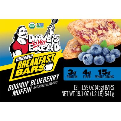Dave's Killer Bread Boomin' Blueberry Muffin Naturally Flavored Organic Breakfast Bars, 12 Count