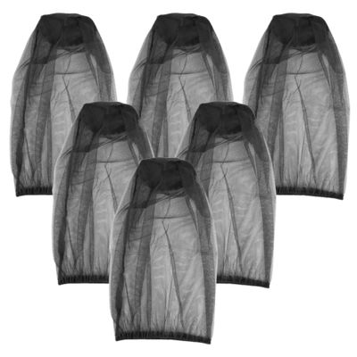 Lcarege Mosquito Head Net 6Pcs Black Midge Net Breathable Midge Head Cover for Hat Sun Protection Mosquito for Hiking Camping Fishing