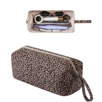 RSRSLEII Large Quilted Hair Tools Travel Bag with Removable Divider,Leopard