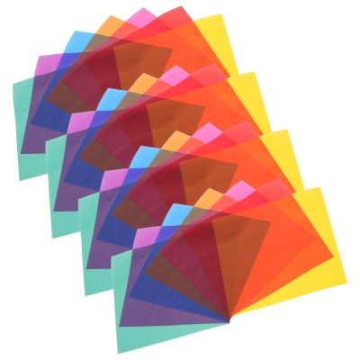 TOPPERFUN 28pcs 10cm Square Cellophane Paper Sheets for Wrapping, Handmade Craft Film with Opaque Colorful Shadow Effect, Decorative Wrapping Supplies for Candy and Art Projects