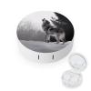 BTCOWZRV Howling Wolf Contact Lens Case with Mirror, Portable Contact Lens Box with Solution Bottle, Glasses Travel Holder with Tweezers, Contact Case Storage for Women Men view 1