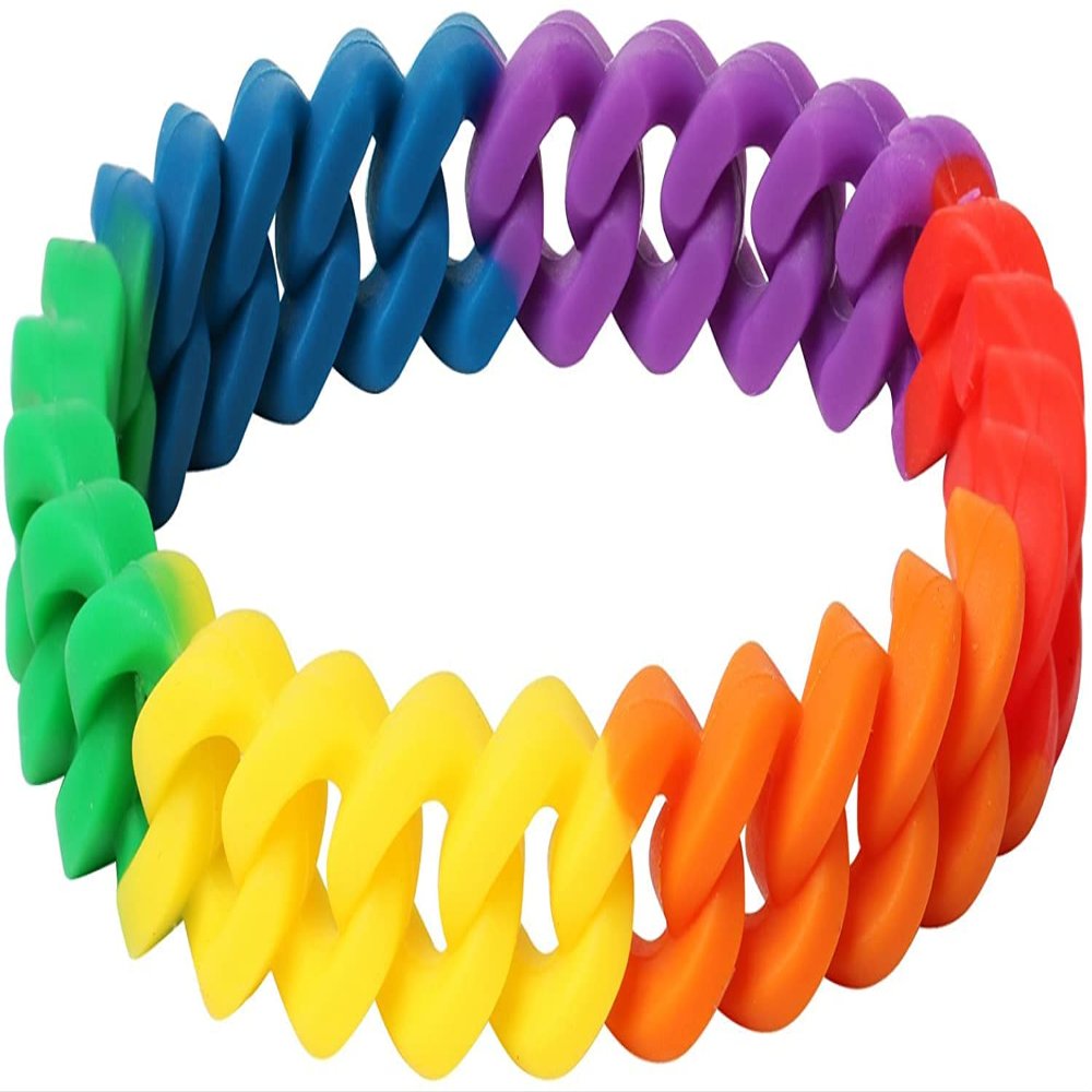 Braided Silicone Rainbow Bracelet - Accessory for Gay Pride LGBT Festival events - Friendship Bracelet for Men or Women - Water Resistant Plaited Multicoloured Wristband Durability and professional