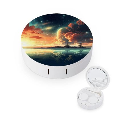 BTCOWZRV Anime Contact Lens Case with Mirror, Portable Contact Lens Box with Solution Bottle, Glasses Travel Holder with Tweezers, Contact Case Storage for Women Men