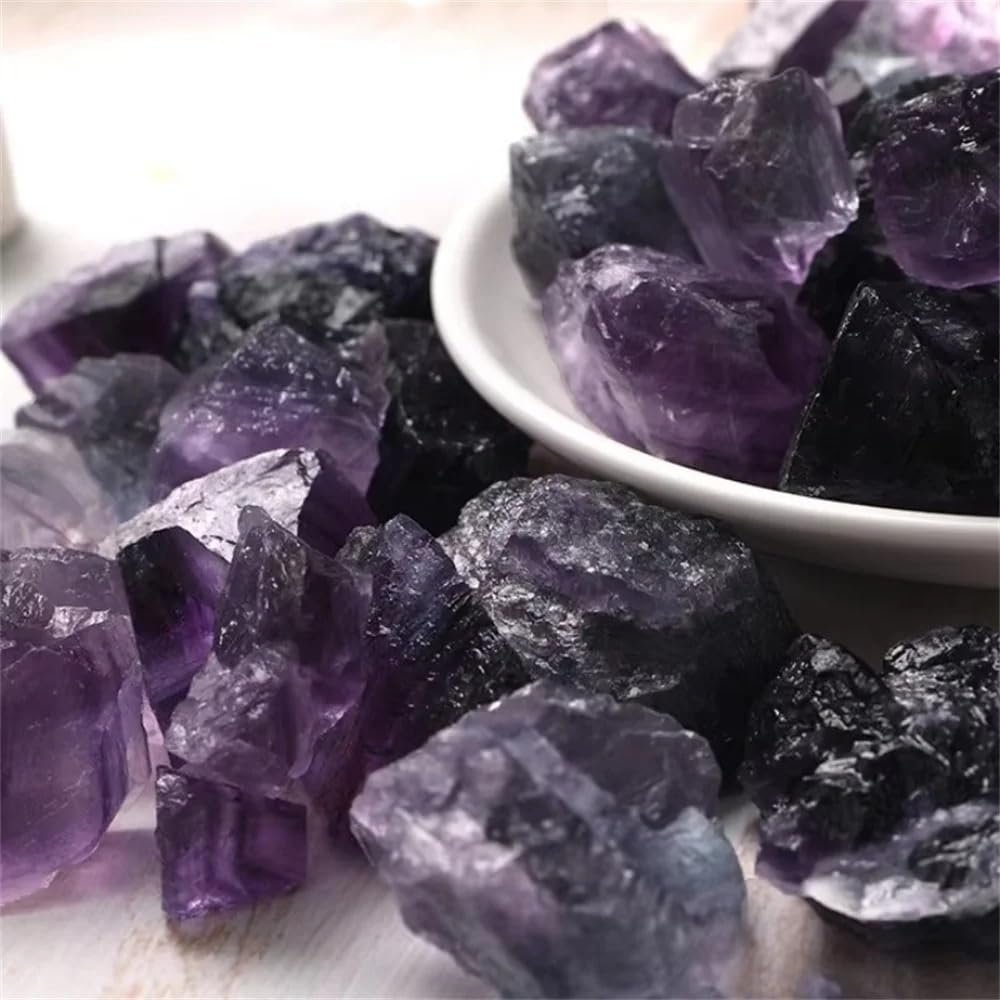 100g Purple Crystal Fluorite Raw Stone Rough Gemstones for Home Table fengshui Decorations and Garden Decor
