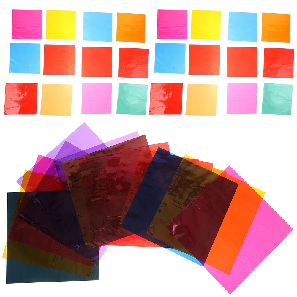Mikikit 84pcs Square Cellophane Sheets Multi-colored Wrapping Paper for DIY Crafts Candy Basket Wrapping Arts and Crafts Supplies