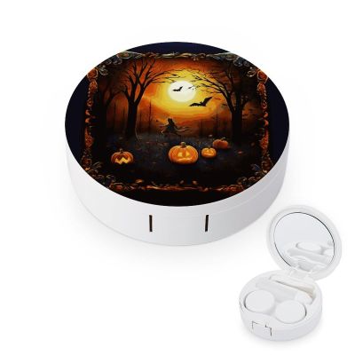 BTCOWZRV Halloween Party Contact Lens Case with Mirror, Portable Contact Lens Box with Solution Bottle, Glasses Travel Holder with Tweezers, Contact Case Storage for Women Men
