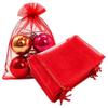 Rvscxam 50 Count Gift Organza Bags with Drawstring 5x7 inch Red for Baby Shower,Christmas,Wedding,Party Favors,Bridal Shower,First Birthday,Fathers Day,Sheer Fabric Clear Mesh Sachet for Jewelry,Candy view 1