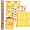 Fanfanwin 3 Rolls Beeswax Wraps for Food Reusable 13 x 39 Inch Cut to Size Beeswax Wraps for Food Organic Sustainable Biodegradable Zero Waste Plastic Free Foods Storage (Bees, New Beehive, Flower) view 1