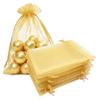TICBRY 100 Piece Organza Gift Wrap Bags with Drawstring 5x7 inches Gold for Baby Shower,Christmas,Wedding,Party Favors,Birthday,Bridal Shower,Sheer Fabric Mesh Cute Sachet for Candy,Jewelry,Bracelets view 1