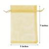 TICBRY 100 Piece Organza Gift Wrap Bags with Drawstring 5x7 inches Gold for Baby Shower,Christmas,Wedding,Party Favors,Birthday,Bridal Shower,Sheer Fabric Mesh Cute Sachet for Candy,Jewelry,Bracelets view 2