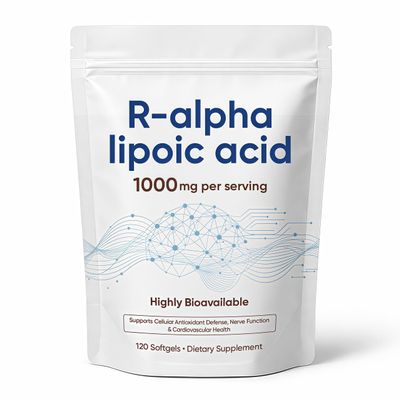 MKSUVGQ Alpha Lipoic Acid 1000mg with Coconut Oil, Superior Bioavailability Active Form, High Potency ALA Supplement for Nerve, Liver & Antioxidant Support, Gluten-Free, 120 Softgels(1pcs)