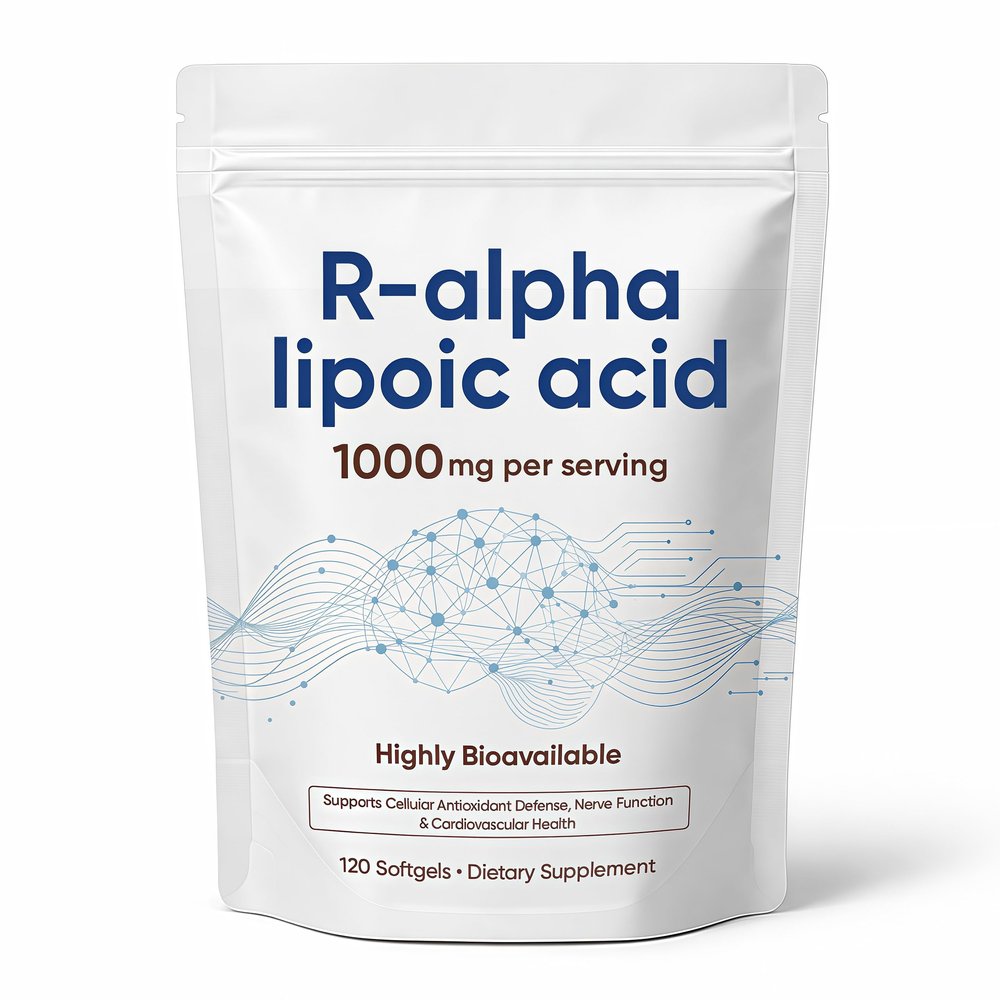 MKSUVGQ Alpha Lipoic Acid 1000mg with Coconut Oil, Superior Bioavailability Active Form, High Potency ALA Supplement for Nerve, Liver & Antioxidant Support, Gluten-Free, 120 Softgels(1pcs)