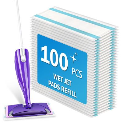Wet Jet Pads Refills for Swiffer Wet Jet Mop, Wet Jet Mopping Pads for Multi Surface Floor Cleaning (Blue, 100Pack)