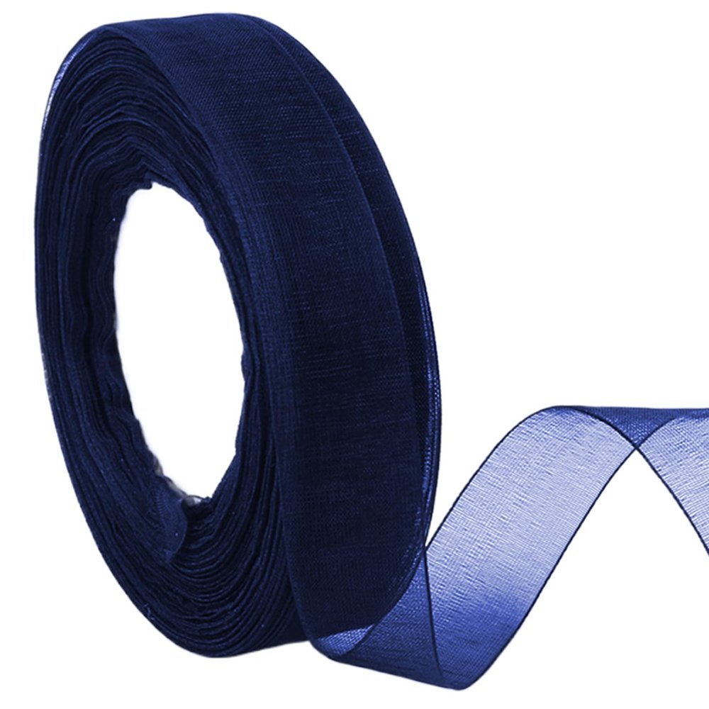 1 Inch x 50 Yards Wide Sheer Wrapping Ribbon, Funny DIY Party Prop Dark Blue Ribbon for Valentine's Day Wedding Supplies, Wrap Ribbons