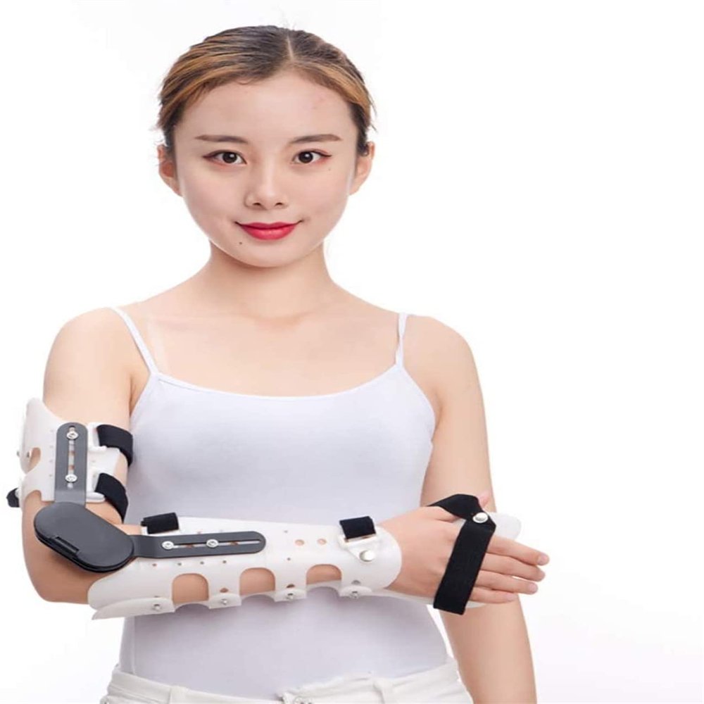 JIIPOREGJ Hinged ROM Elbow Palm Brace, for Arm Orthosis Injury Recovery Support After Surgery Adjustable Post Op Elbow Brace