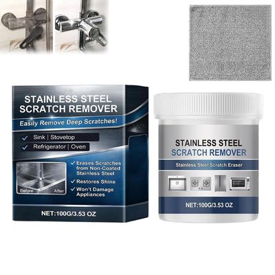 OKLJ Stainless Steel Scratch Remover Kit, Stainless Sink Restorer, All-Purpose Restorer Rust Remover, Multi-purpose Stainles Steel Scratch Removers Paste for Kitchen,Oven,Appliances,Sink,Cook (1pcs)