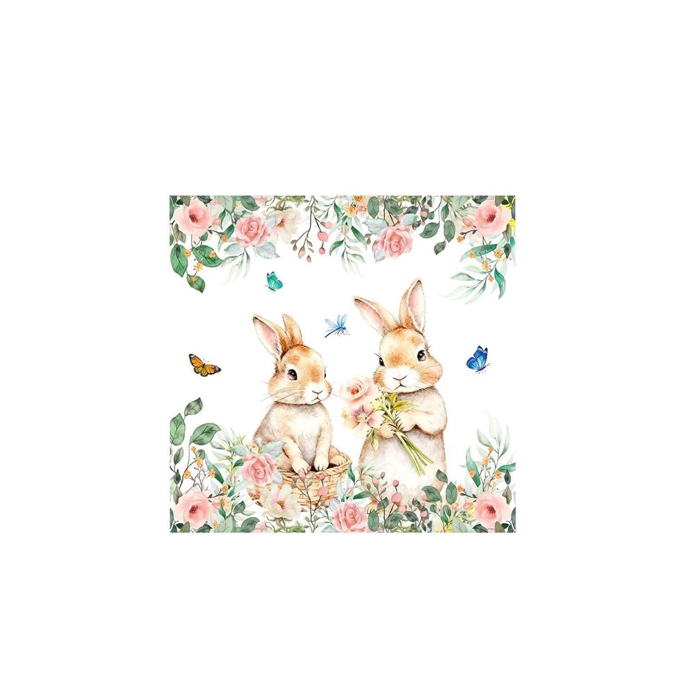 20 Pieces Easter Napkins, Disposable Cute Rabbit Napkins, 6.506.50 Inches Spring Flower Easter Bunny And Carrot Paper Decorative Napkin for Easter Spring Holiday Birthday Party Home (white)