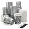 12 oz Clear Disposable Plastic Cups with Lids and Straws, 100 Pack, BPA-Free, for Iced Coffee, Cold Drinks, Boba Tea, Milktea (Silver) view 1