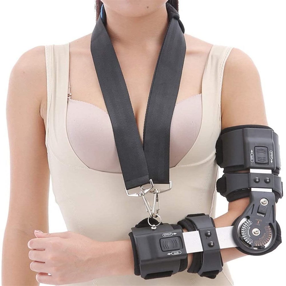 JIIPOREGJ Elbow Brace Support Night Splint, Hinged Elbow Arm Adjustable Protector Elbow Sleeve for Tendonitis Arthritis Reduce Elbow Pain,Left