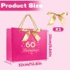 FUNCANDLE Rose Pink 13" Sweet 18th Birthday Gift Bags with Greeting Handles and Ribbon Present Bags,Perfect for Girls 18th Year Old Birthday Party Wrapping Bag Celebrating Anniversaries view 2