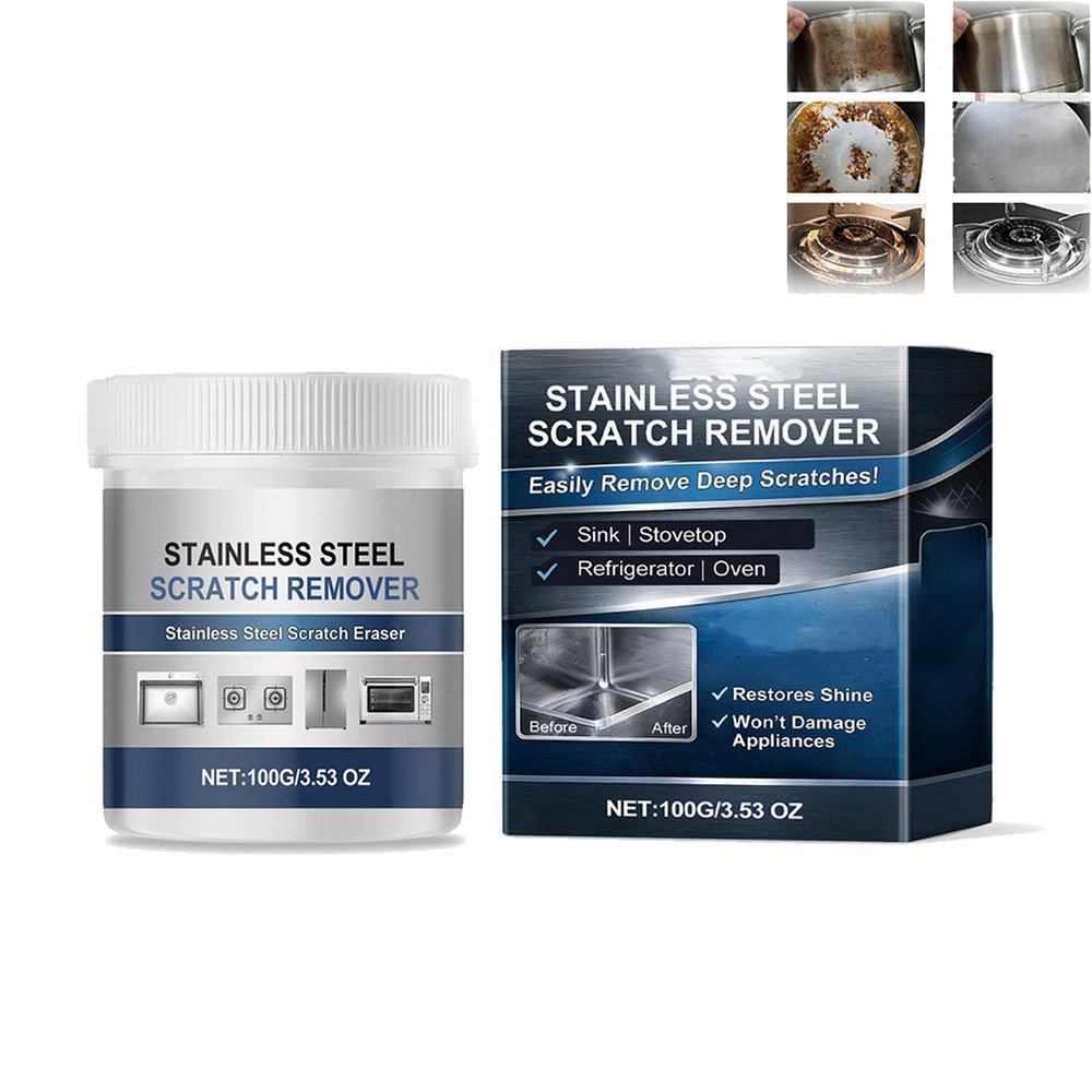 BOGABRA Multi-purpose Stainless Steel Scratch Remover Paste, Highly Effective Scratch Remover for Uncoated Stainless Steel, Stainless Steel Scratch Remover Kit, For Oven, Appliances, Sink, Cook (1)