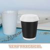AMUSLESUR 50pcs 250ml Insulated Double Wall Kraft Paper Coffee Cups with Lid, Corrugated Disposable Cups for Hot and Cold Drinks, Office Home Party Use view 3