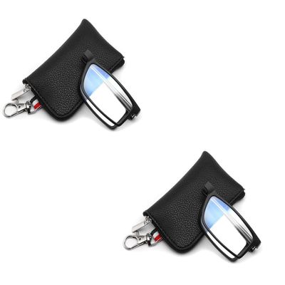 TIDALIN 2 Pack Folding Reading Glasses or Men Women, Blue light Glasses Portable Compact Readers (2 Black, 1.0, x)