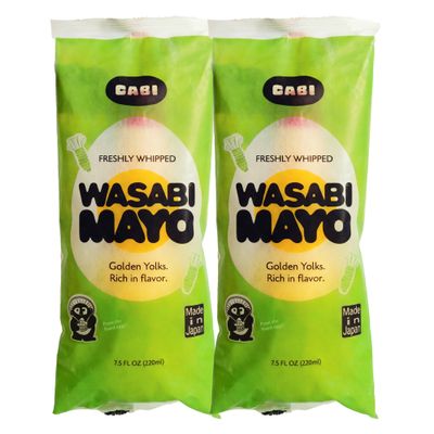 Cabi Spicy Wasabi Mayo (2-Pack) Freshly Whipped w/Clean Ingredients - Authentic Wasabi, Cage-Free Golden Egg Yolk & Rice Bran Oil Sandwich, Sushi, Burger, Vegetable Dip Squeeze Bottle Mayonnaise